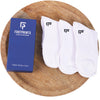 Footprints Organic Cotton Bamboo Ankle Cushion Socks  Unisex Pack Of 3 Pairs  |White|