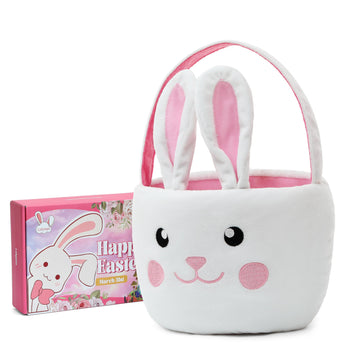 Lofytain Easter Basket Bags,Easter Eggs-Gift Baskets For Kids,Bunny Tote Bag Bucket For Easter Eggs,Toys, Candy,Gifts (Pink)