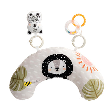 Taf Toys Ergonomic Tummy Time Cushion With Teether And Rattle - Soft And Supportive Baby Cushion For Enhanced Motor Skills Devel