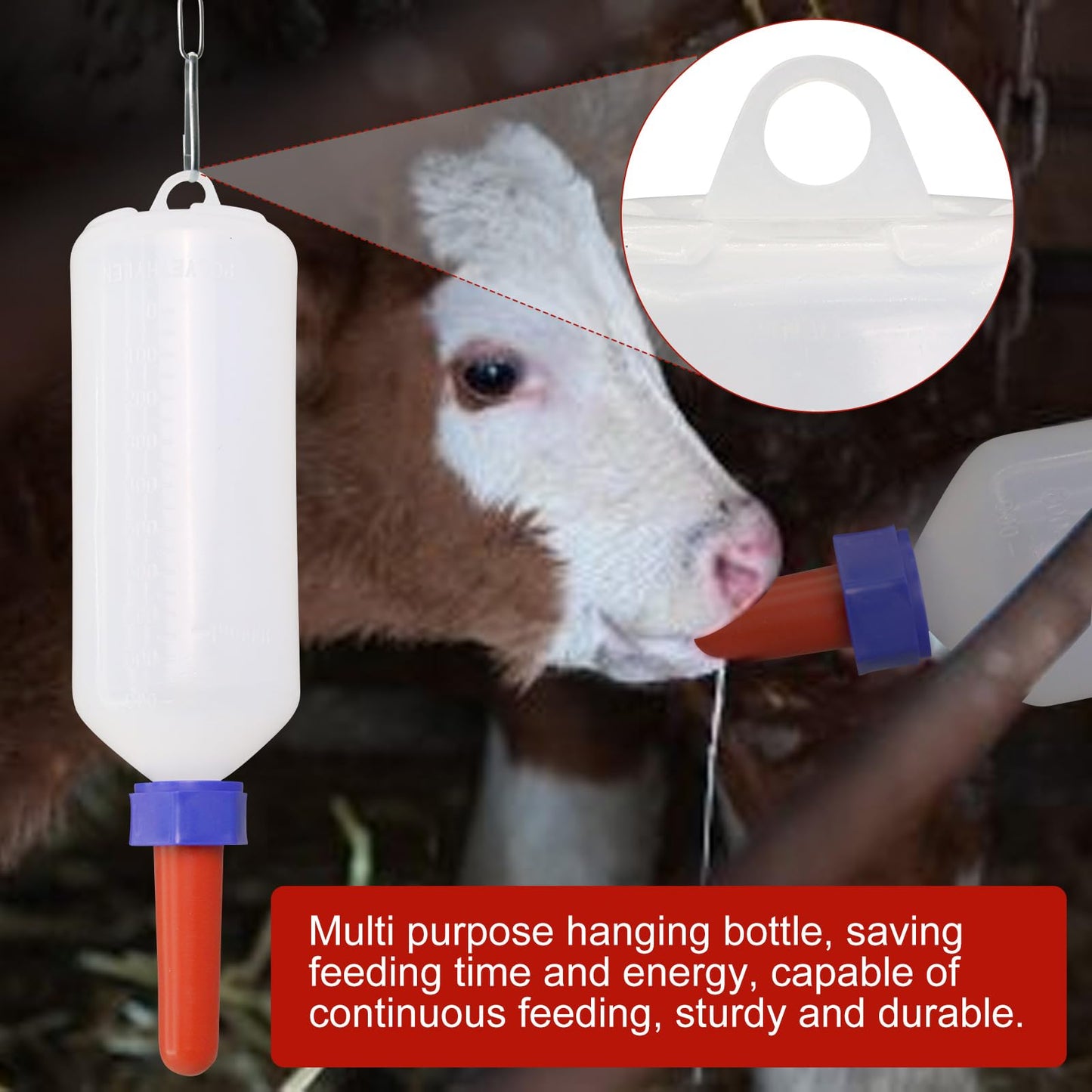 1 Quart Calf Milk Feeder Bottle Screw-On Calf Nursing Set Of Bottle With Nipple & Cap
