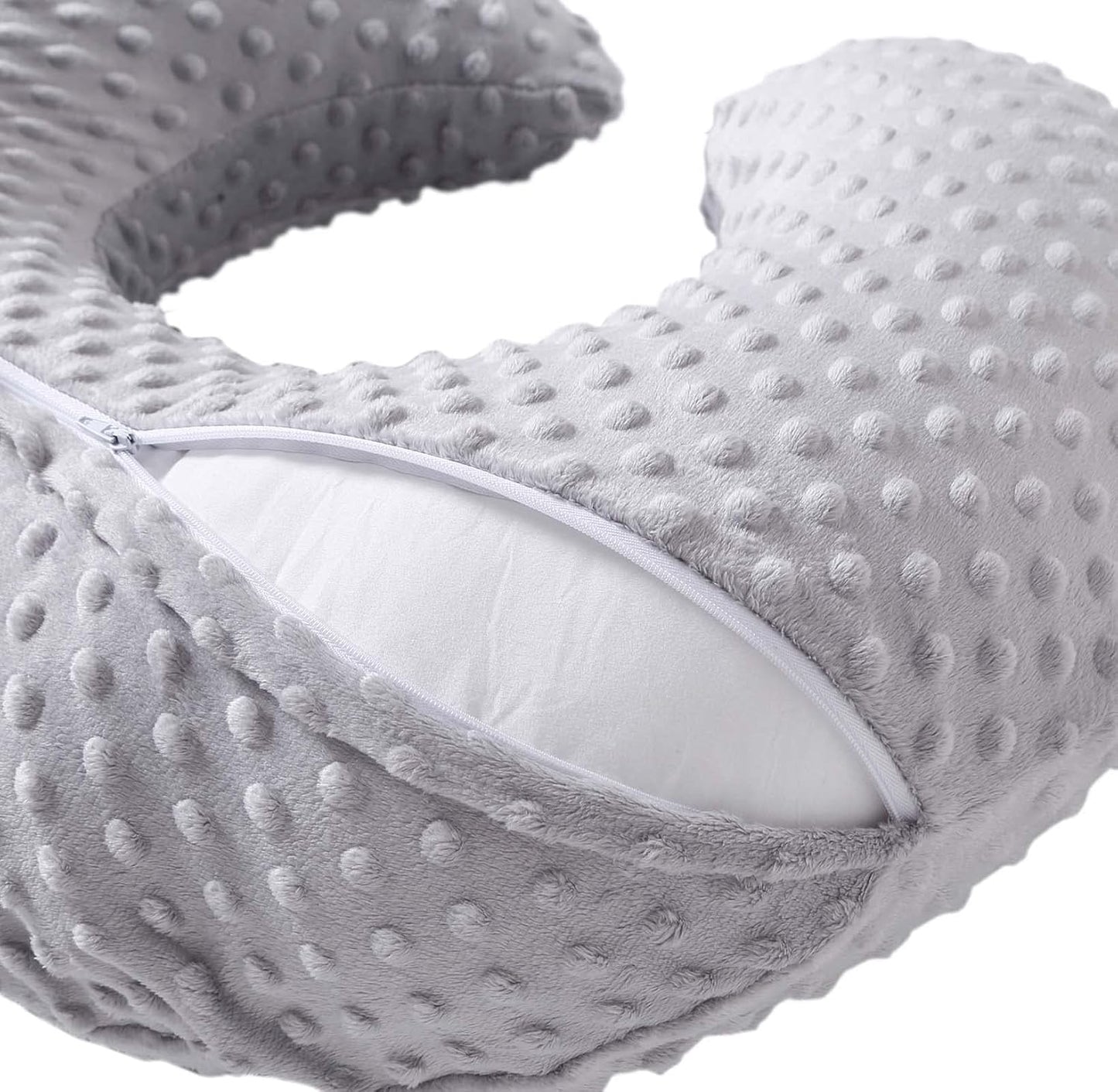 Queness Nursing Pillow Cover Breastfeeding Pillow Cases Plush Dot Slipcover (Gray)