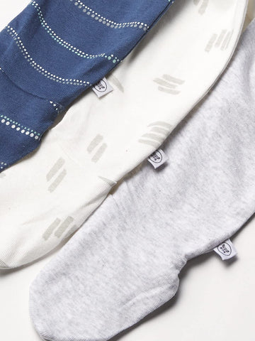 Honestbaby Baby 3-Pack Organic Cotton Footed Harem Pants, Dotted Stripe Navy Blue, 3-6 Months