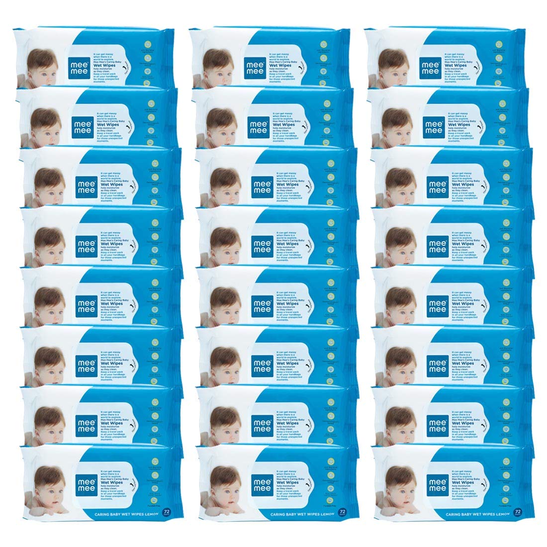 Mee Mee Caring Baby Wet Wipes With Aloe Vera (72 Pcs) (Pack Of 24)