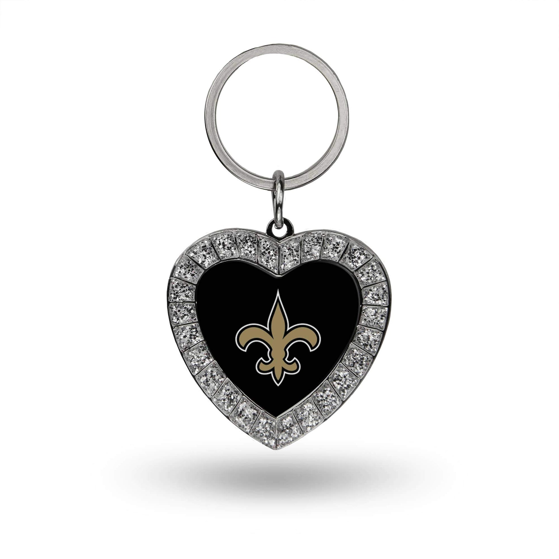 Rico Industries Nfl New Orleans Saints Metal Rhinestone Heart Keychain , 138 X 3