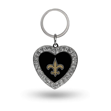 Rico Industries Nfl New Orleans Saints Metal Rhinestone Heart Keychain , 138 X 3