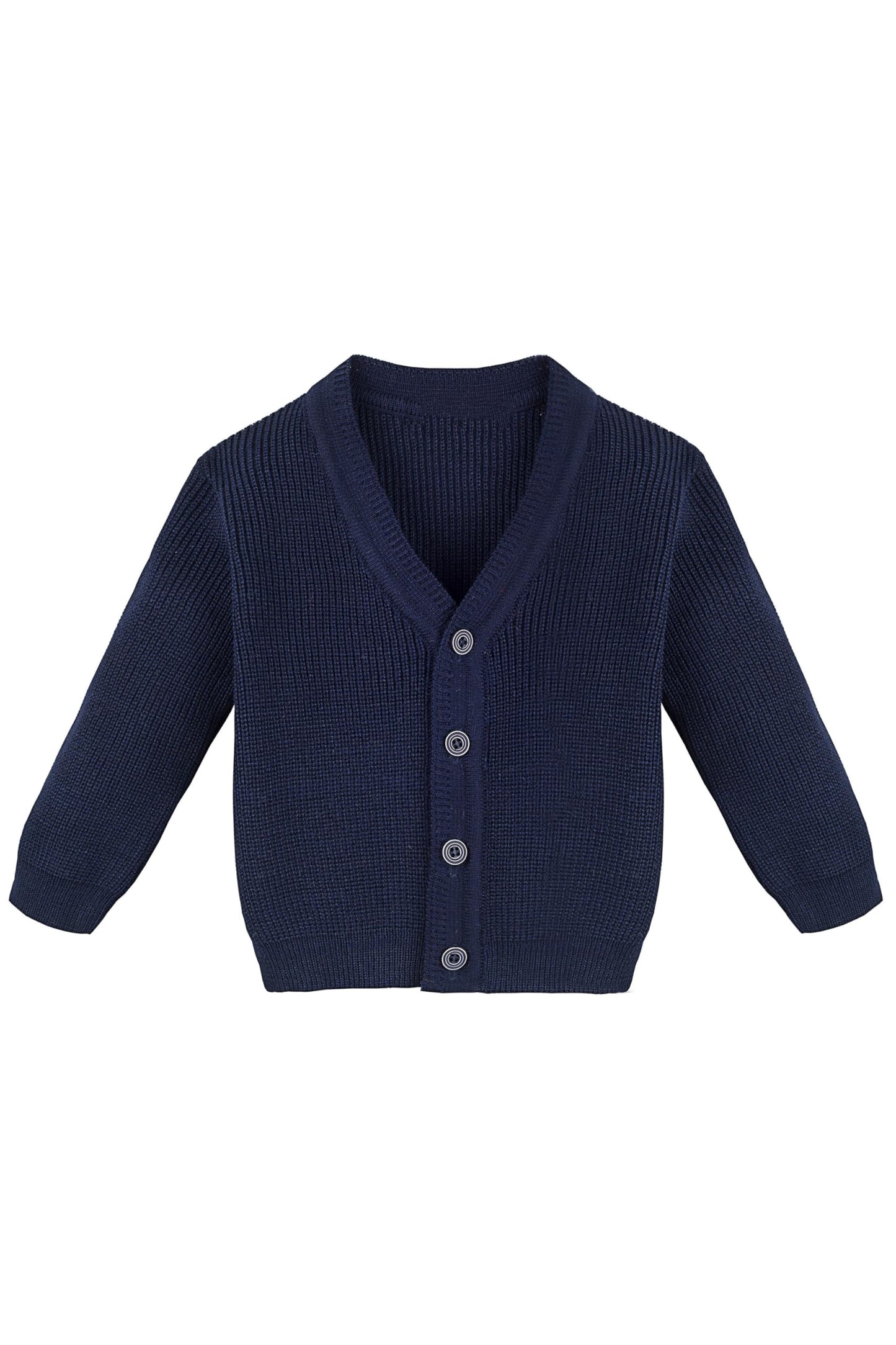 Lilax Baby Boys Basic Long Sleeve V-Neck Classic Knit Cardigan Sweater (Navy, 6-9 Months)