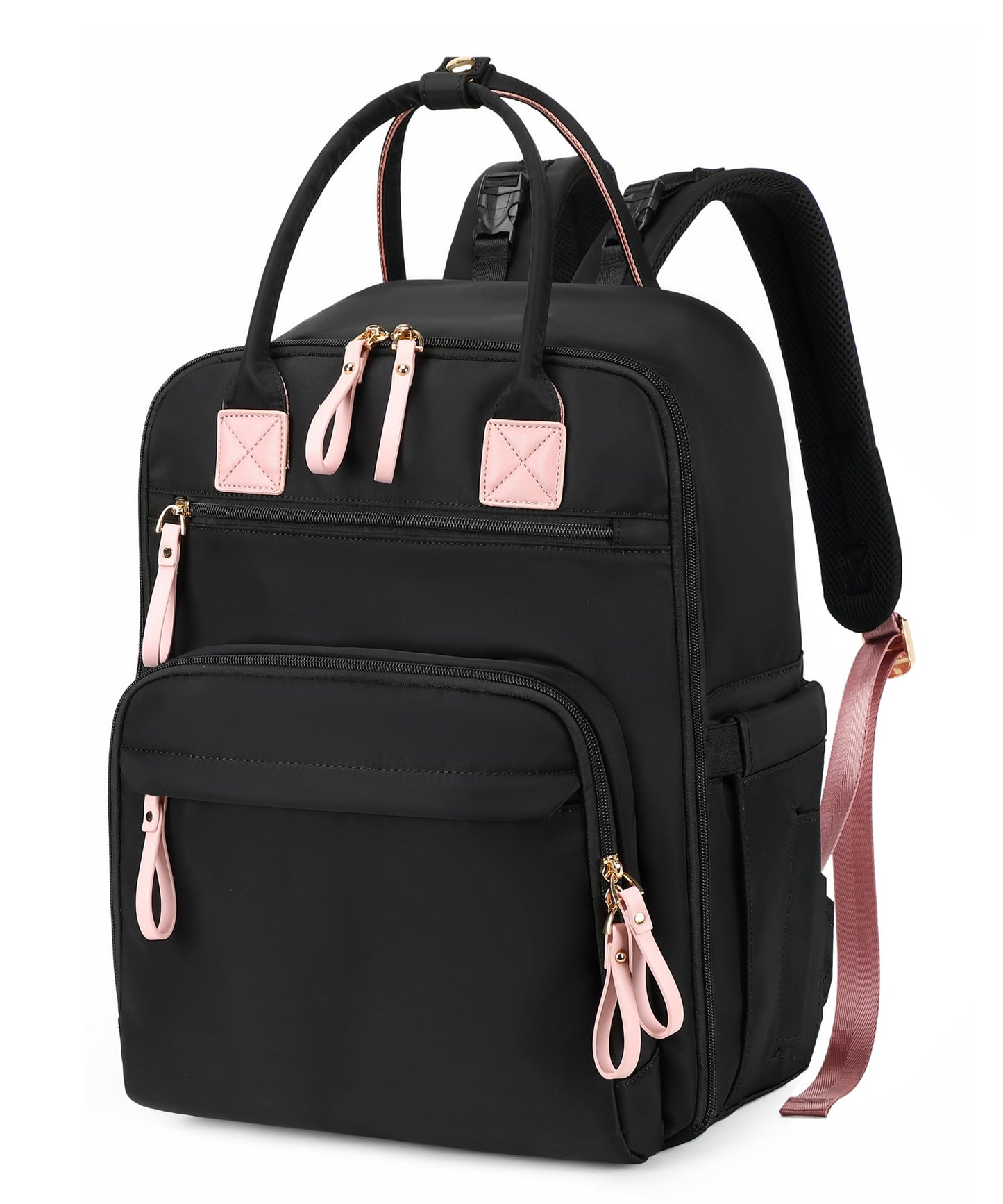 LORADI 18 Pockets Large Diaper Bag Backpack with 4 Insulated Pockets and Stroller Clips, Baby Shower Essentials (Black, Large)