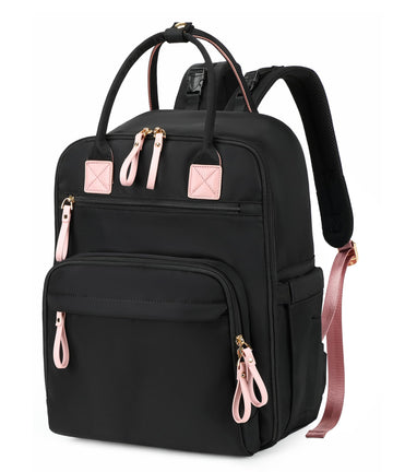 LORADI 18 Pockets Large Diaper Bag Backpack with 4 Insulated Pockets and Stroller Clips, Baby Shower Essentials (Black, Large)