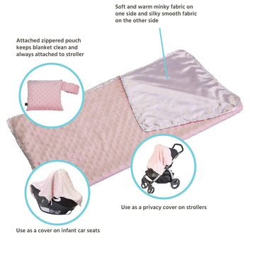 J.L. Childress Cuddle 'N Cover Stroller Blanket - Silky And Minky Fabrics - Blanket Attaches To Stroller - Privacy Cover, Blanke