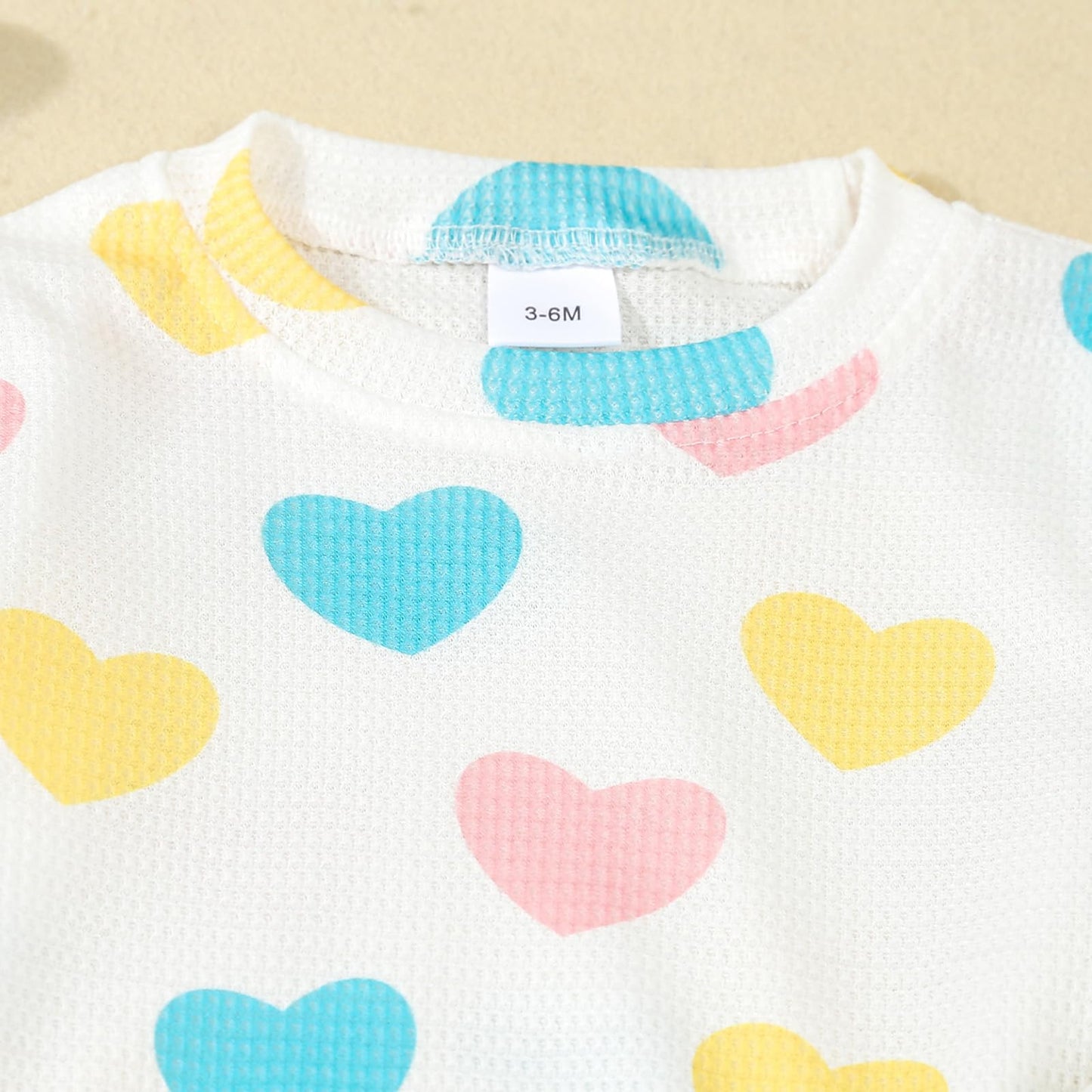 Kupretty Toddler Baby Girl Valentines Day Outfits Heart Waffle Knit Sweatshirts And Pants Set Fall Winter Spring Clothes (White