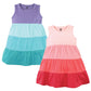 Hudson Baby Girls' Cotton Dresses, Ombre Coral Teal, 12-18 Months