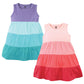 Hudson Baby Baby Girls Hudson Infant And Toddler Girl Cotton Dresses, Ombre Coral Teal Casual Dress, Ombre Coral Teal, 2-3T Us