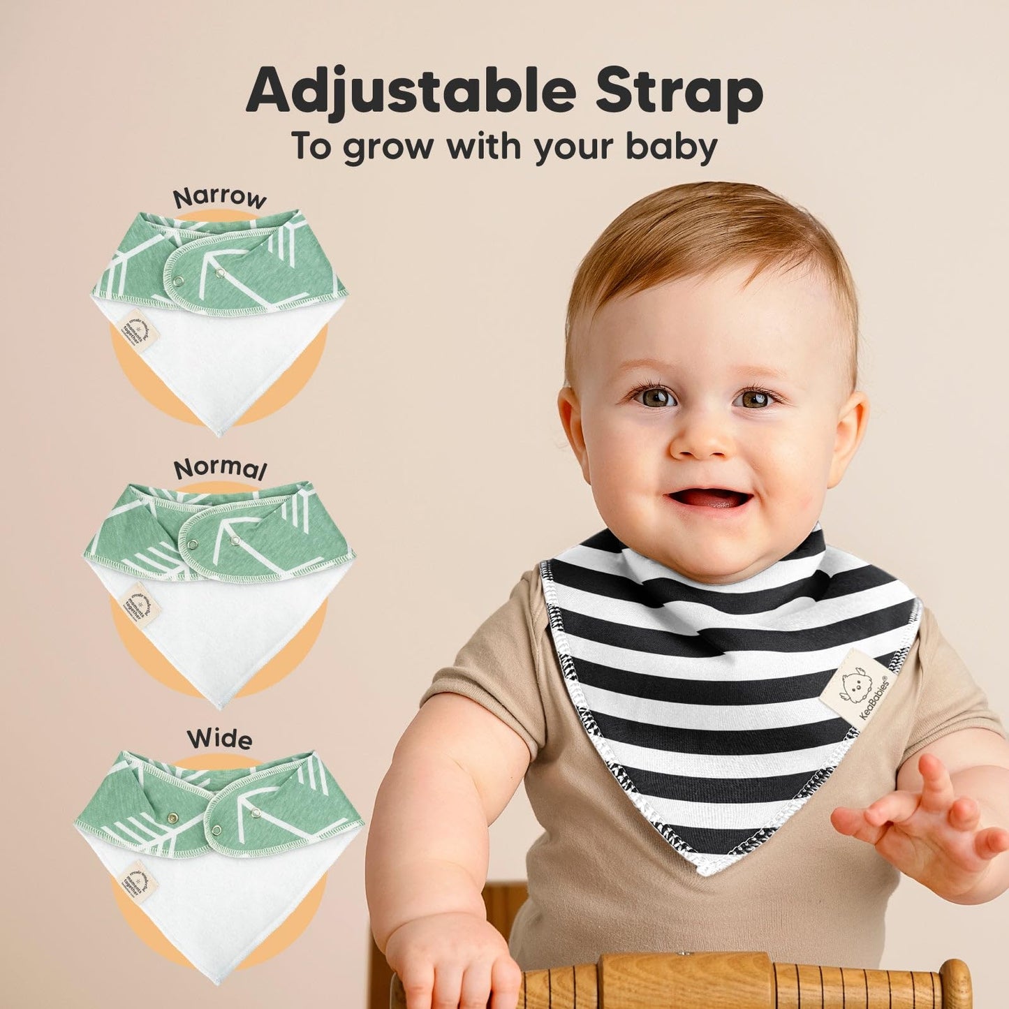 Keababies 8-Pack Organic Baby Bandana Drool Bibs For Boys Girls - Soft Cotton Drooling & Teething Bibs For Infants,Toddlers, Sup