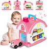 DELUTIQUE Montessori Toys for 1 Year Old Girl Gifts, Musical Toys for Toddler 1-3 with Play Phone, Mirror, Piano, Educational Ba