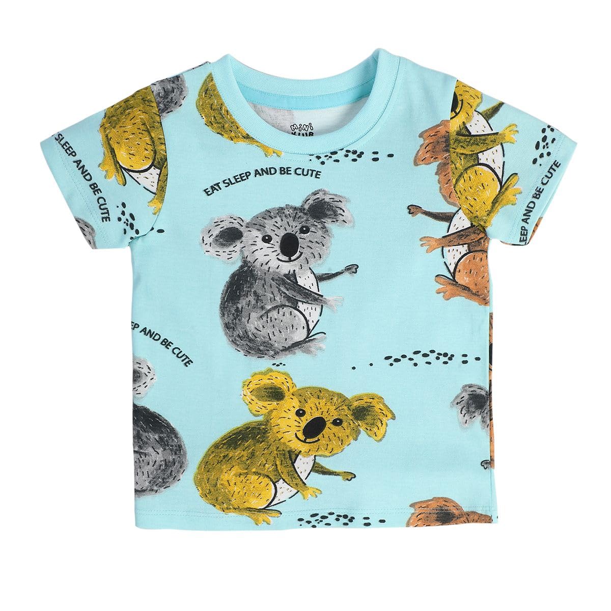 Miniklub Cotton Half Sleeve Animal Printed Tee  (03M) Blue