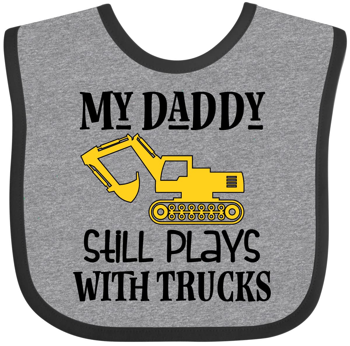 Inktastic Construction Daddy Still Plays With Trucks Baby Bib Heather And Black 2Ea62