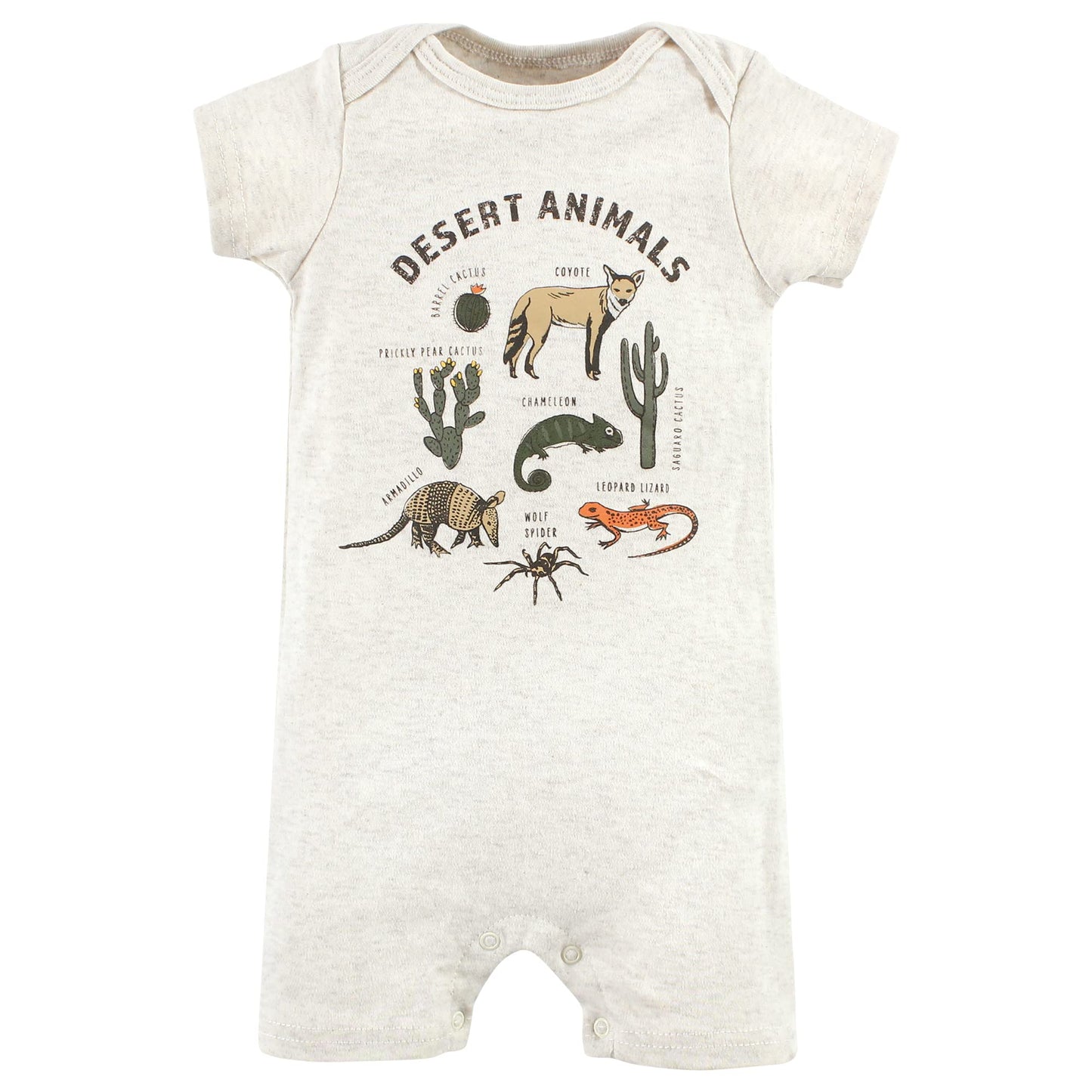 Hudson Baby Unisex Baby Cotton Rompers, Desert Animals, 9-12 Months