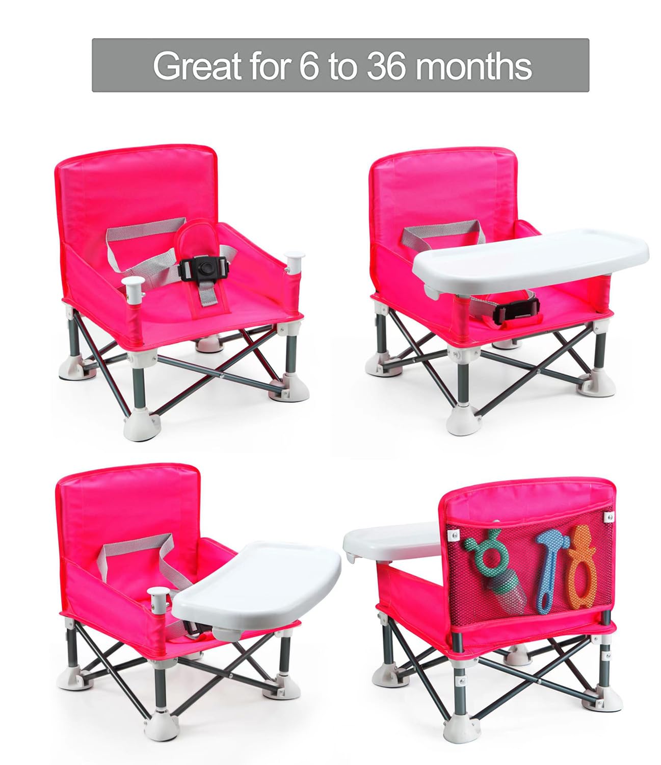 Pandaear Portable Travel Booster Seat With Tray| Folding Baby Seat Booster High Chair For Dining Table| Compact Camping Chair Fo
