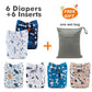 babygoal Reusable Cloth Diapers 6 Pack+6pcs Rayon from Bamboo Inserts+Wet Bag, One Size Adjustable Washable Pocket Nappy Covers