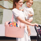 Lovevook Diaper Bag Tote, Large Baby Tote Bag, Travel Diaper Tote For Mom And Dad With Changing Pad And First Aid Bag, Pink