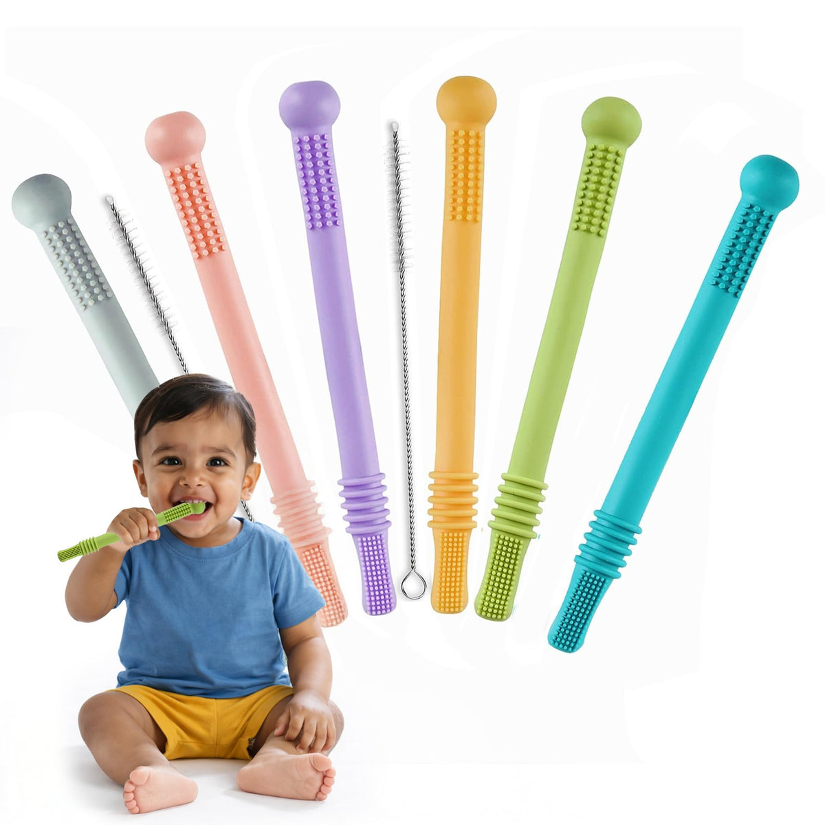Kidology 360 Baby Teether Toothbrush With Suction Base  Gentle Cleaning For Infant SelfBrushing Training, FoodGrade Silicone,