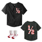 Baby Boy Girl Halfway To One 1/2 Baseball Shirt Suit - Half Birthday Infant Newborn Clothes 1 Year Black Striped
