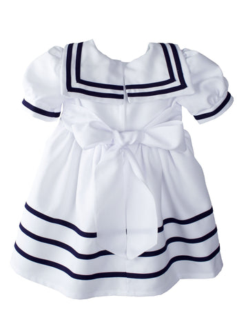 Spring Notion Baby Toddler Girls Nautical Sailor Dress With Hat Medium / 6-12 Months White