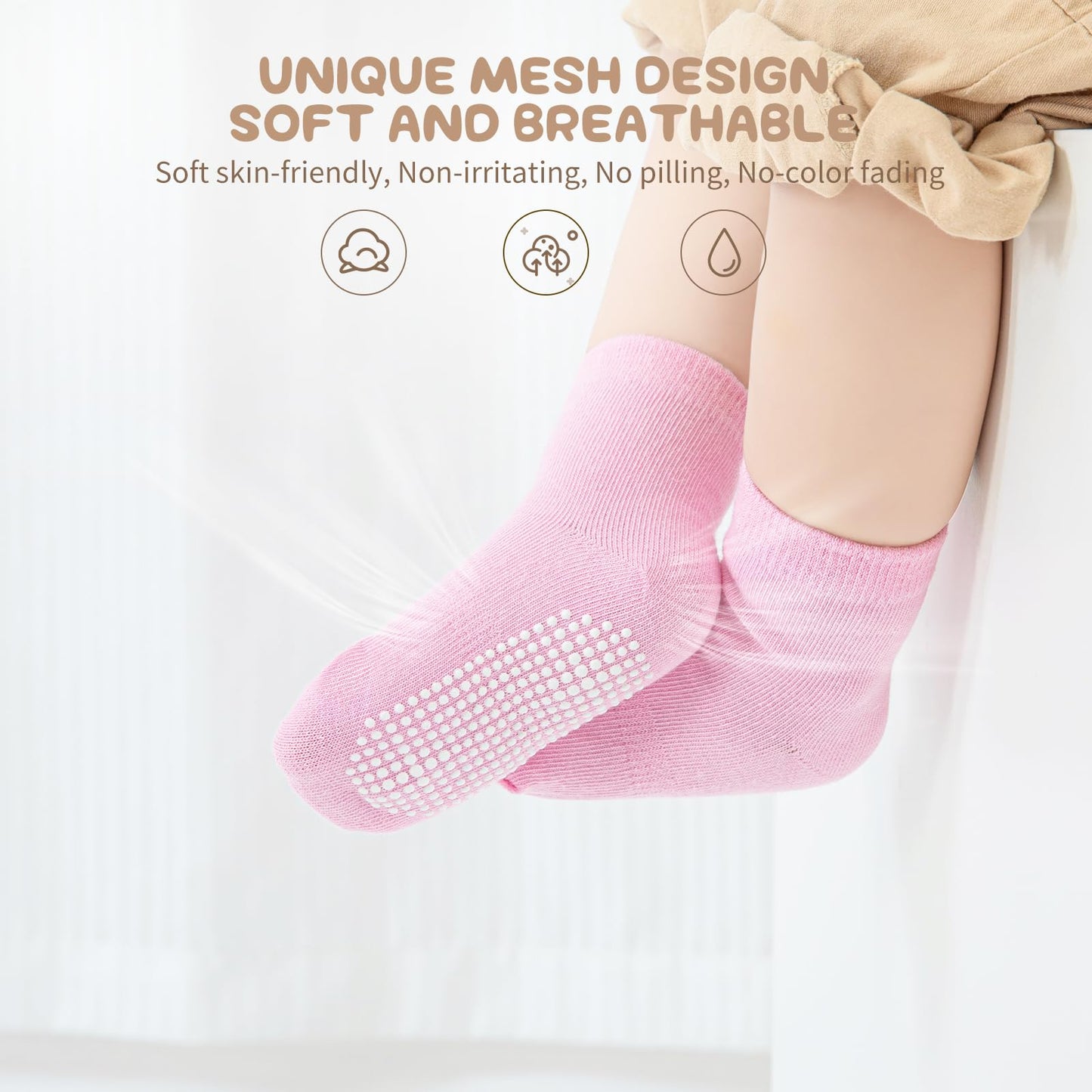 Aroveea Toddler Socks Non Slip Grip Baby Socks 12 Pack For Toddler Boys Girls Kids Socks,Cute Cotton Baby Socks