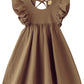 Jnklwpjs Toddler Linen Dress Baby Girls Ruffle Halter Sleeveless Casual Party Dresses Brown 120Cm