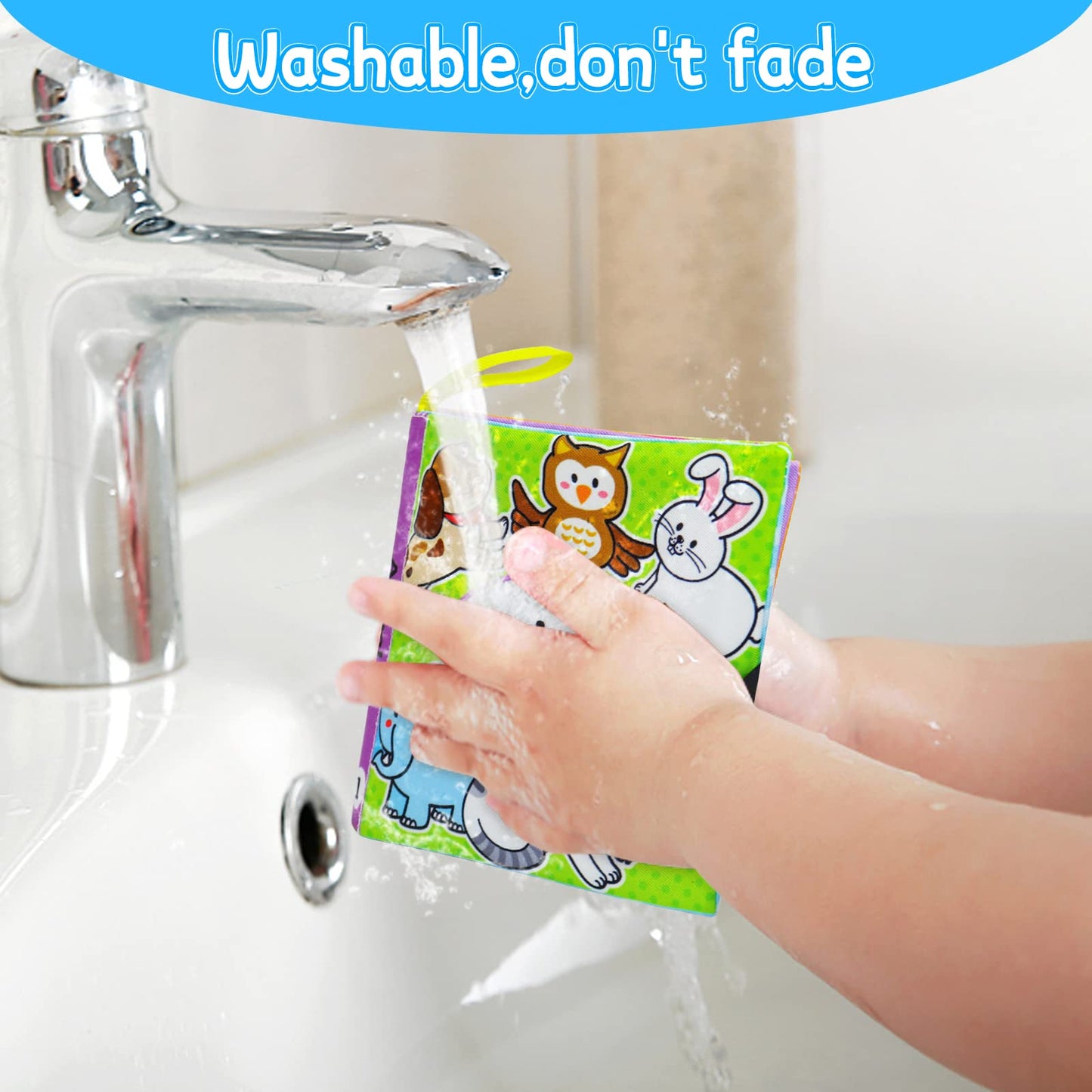 OKOOKO Soft Baby Books 12PCS Soft Cloth Books Bath Books Crinkle Washable Non-Toxic Early Education Preschool Learning Toy for N