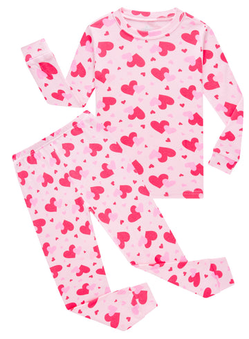 Family Feeling Baby Girls Pajamas Valentines Day Long Sleeve Love Cotton Pyjamas Pink Toddler Kid Pjs Size 12-18 Monthes