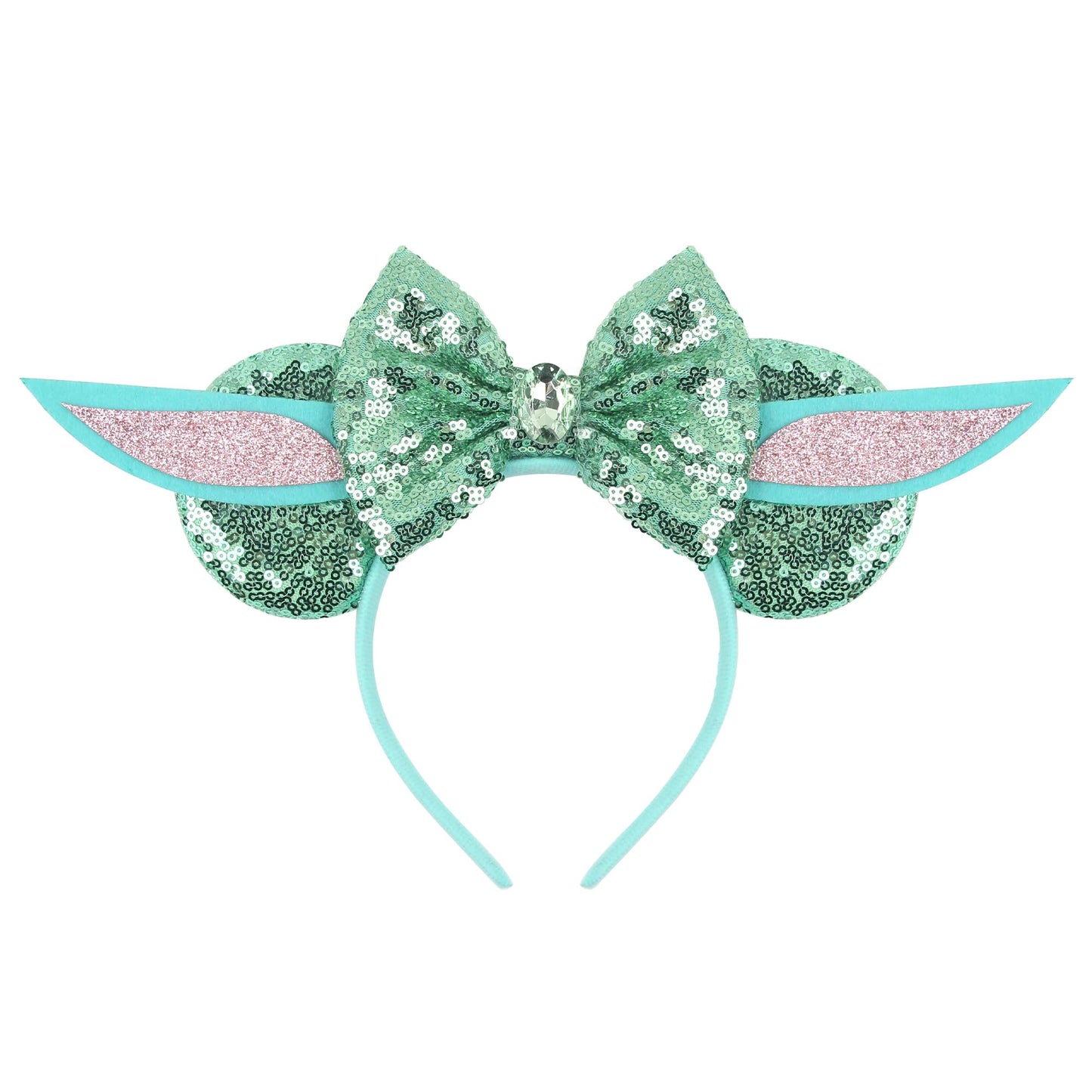Bianbaistar Yodaears Headband Mouse Ears Headband For Women Velvet Hair Bow Headwear For Girls&Boys - Sparkle Sequins Mouse Hair