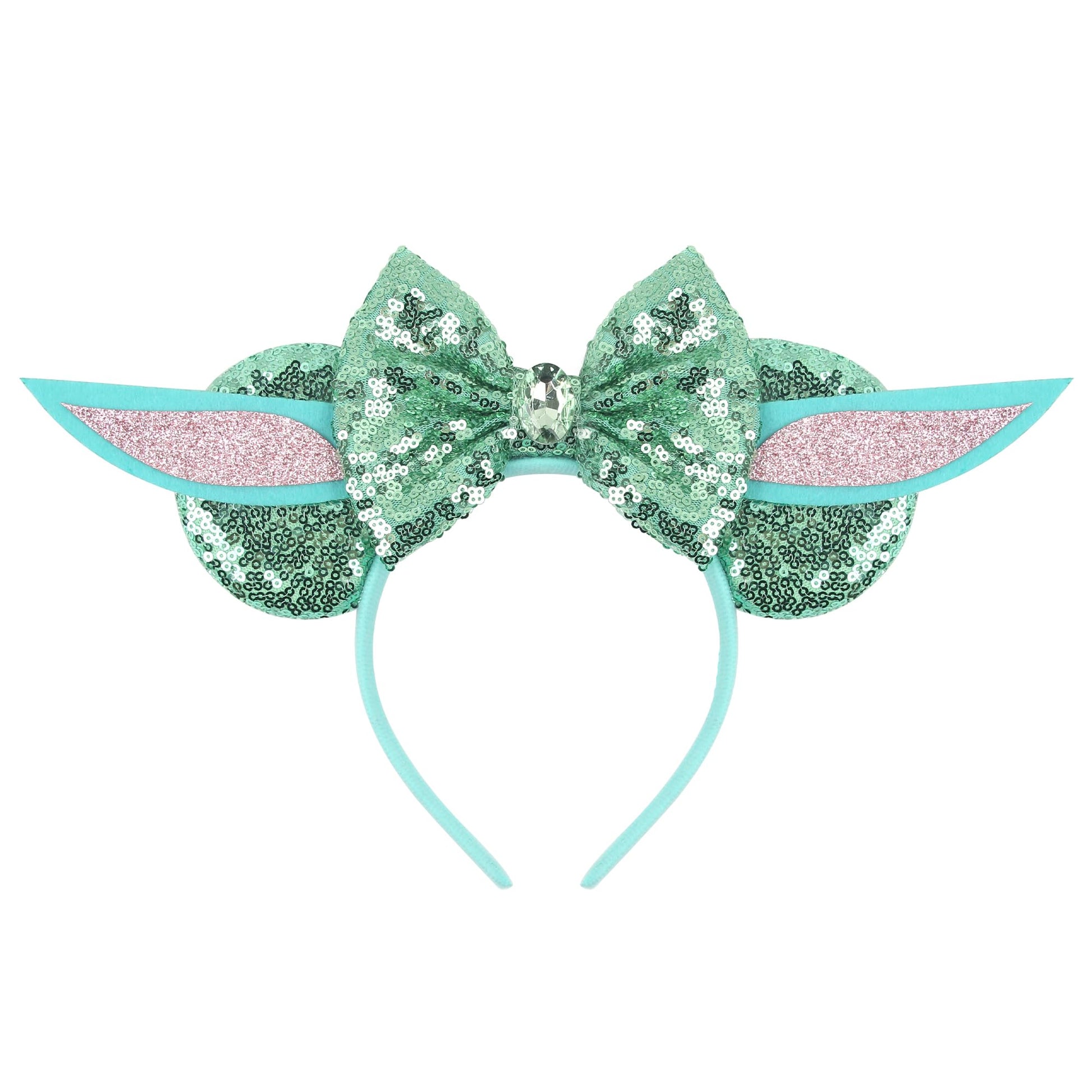 Bianbaistar Yodaears Headband Mouse Ears Headband For Women Velvet Hair Bow Headwear For Girls&Boys - Sparkle Sequins Mouse Hair