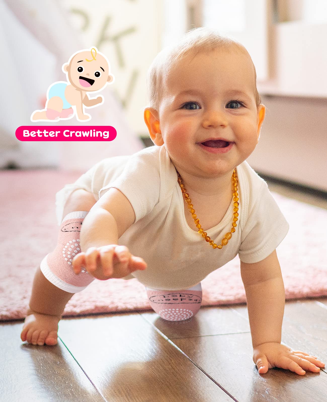 Bosoner Baby Knee Pads For Crawling: Anti-Slip Infant Knee Pads For Crawlers - 5 Pairs Leg Warmers For 6-24 Months