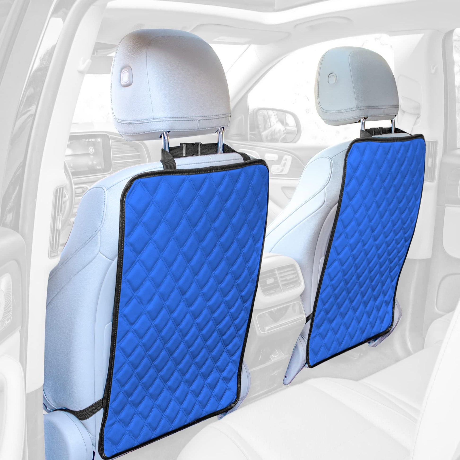 Fh Group Faux Leather Seat Back Kick Protectors - 2 Pack Diamond Stitched Back Seat Protector For Driver And Passenger Seat, Wat