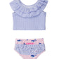 Rufflebutts Baby/Toddler Girls Cropped 2-Piece Sleeveless Tankini Swimsuits With Upf50+ Sun Protection - Pink Whale Friends, 2T