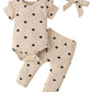 Fullfamous Infant Baby Girl Clothes Outfits,Spring Summer Romper And Pant Set 6-9 Months Ecru Heart