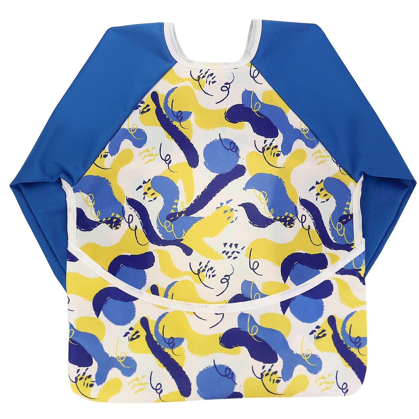 Hi Sprout Infant Toddler Baby Waterproof Sleeved Bib, Bib with Sleeves&Pocket, 6-24 Months (popcorn)