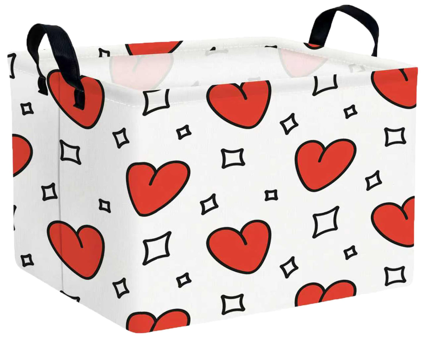 BOOHIT Valentines Day Basket for Kids Heart Shaped Empty Storage Bins for Gifts with Handles Room Decor (Diamond Red Love)