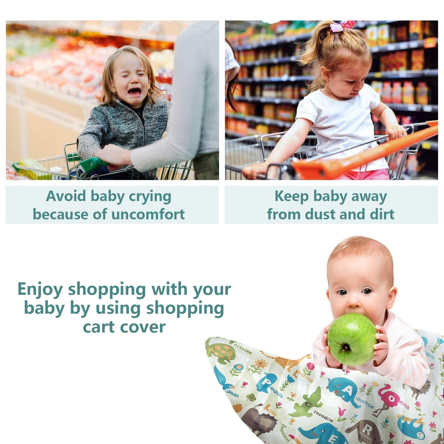 Shopping Cart Cover For Baby, High Chair Cover, Cart Cover For Babies, Kids& Toddlers, Portable 2-In-1 Design, Includes Free Car