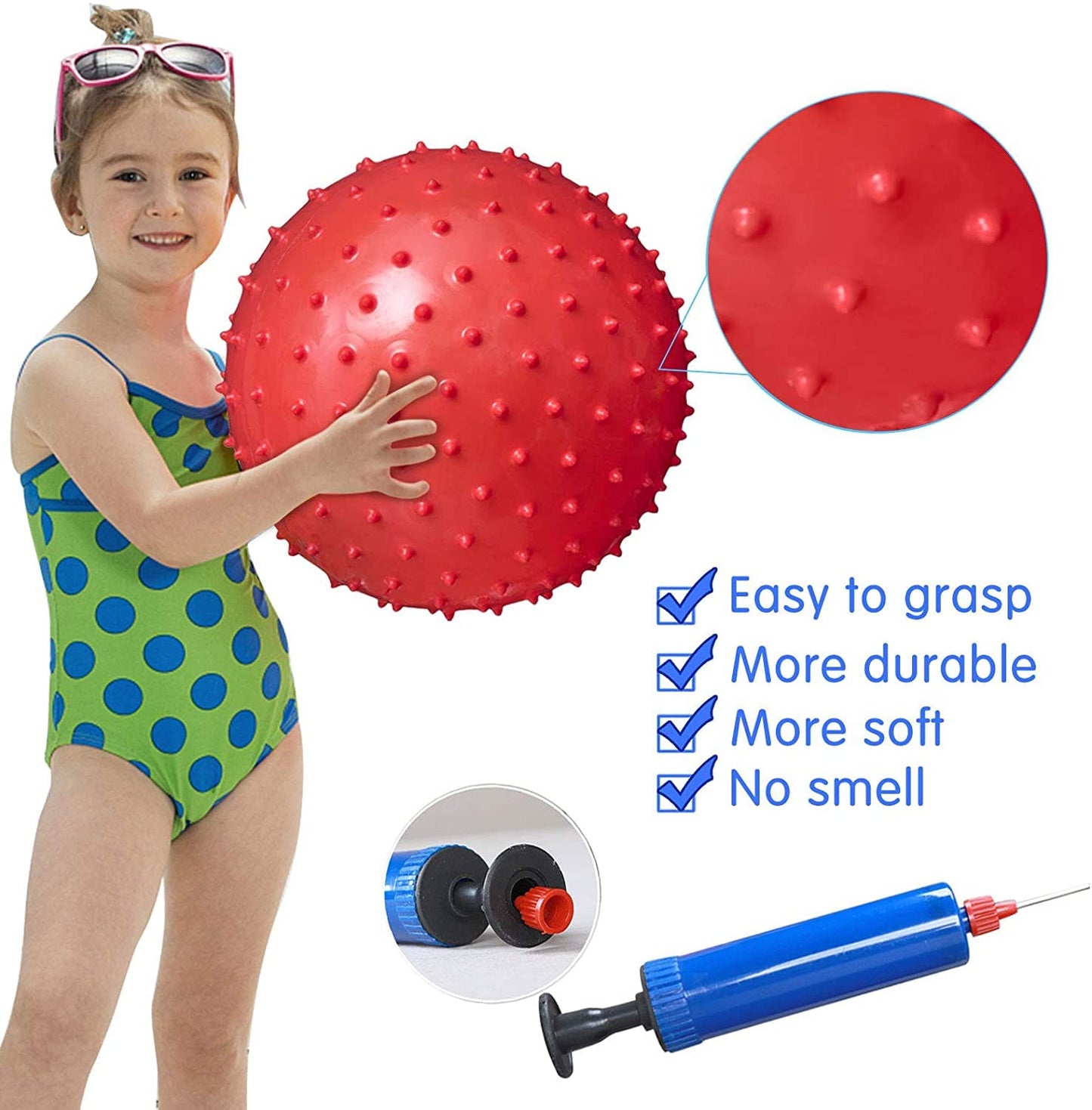 Hymaz 5 Pack Knobby Balls Bulk 9 Inch Sensory Balls Bouncy Balls Sport Toys Spiky Massage Stress Balls, Sensory Toys Balls Party