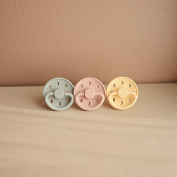 Frigg Moon Natural Rubber Baby Pacifier | Made In Denmark | Bpa-Free (Sage/Portobello, 0-6 Months) 2-Pack