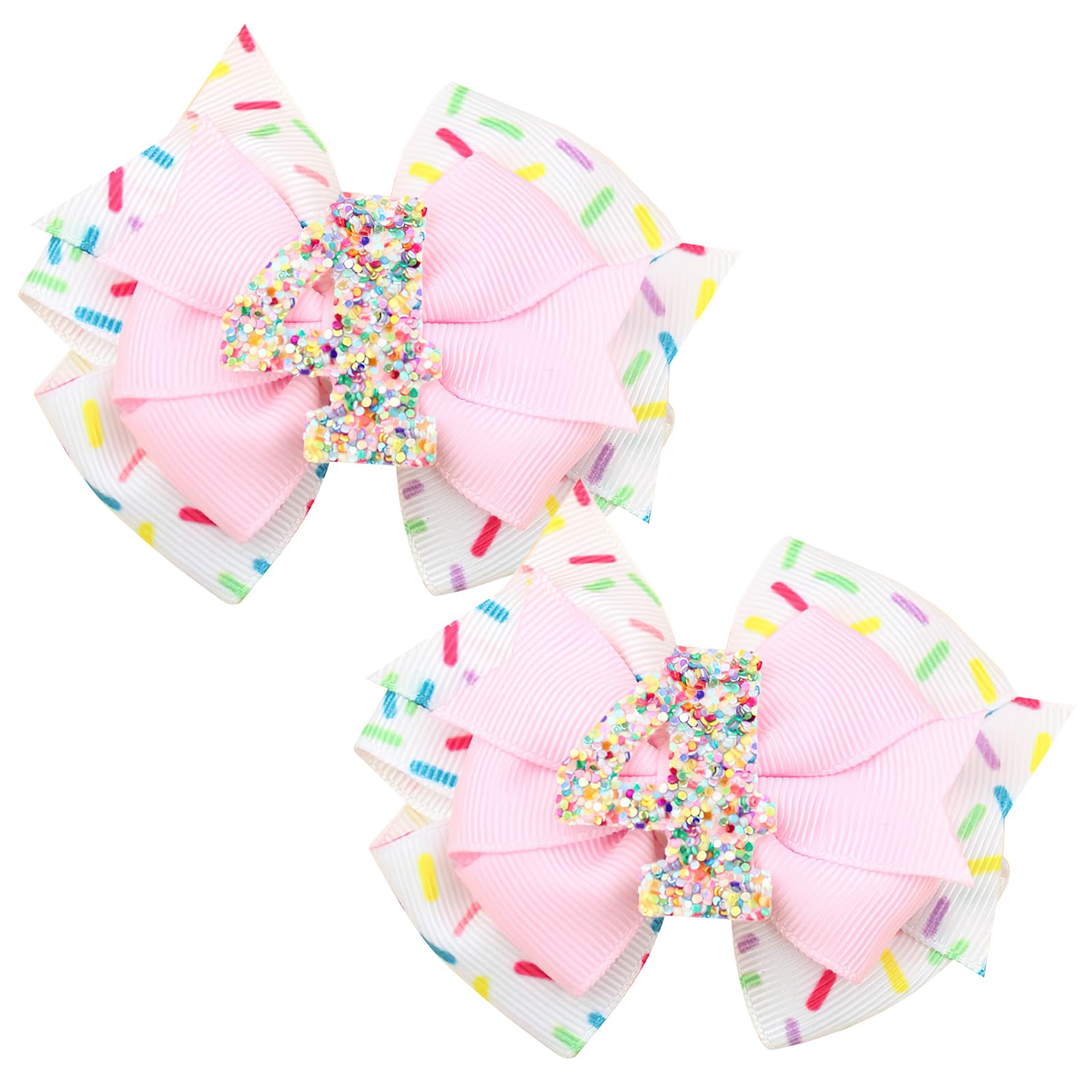 2Pcs Hair Clip, Pink Bow Hair Clips For Baby Girls 4Th Birthday Party Decorations