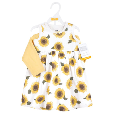 Hudson Baby Womens Cotton And Cardigan Set Casual Dress, Sunflower, 4T Us