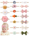 Doboi 18Pcs Baby Girl Headbands With Bows Baby Flower Hair Bows Nylon Hairbands Handmade Hair Accessories For Newborn Infant Tod