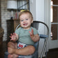 Nuby Easy Go Booster Seat - Travel Booster Seat For Babies And Toddlers - Holds Up To 50 Pounds - 9+ Months - Gray Chevron