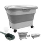 JBESUHI 20-30 Lbs Rice and Pet Food Storage Container - Collapsible Airtight Food Storage with Rolling Wheel & Locking Lid, Flou