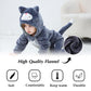 Tonwhar Unisex Baby Animal Halloween Costume Kid'S And Toddler'S Autumn Winter Outfits Jumpsuit(6-12 Months,Dark Gray Cat)