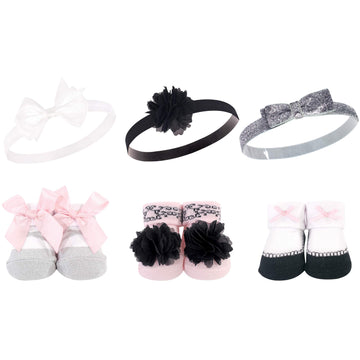Hudson Baby Unisex Baby Headband And Socks Gift Set, Silver Ballet, One Size