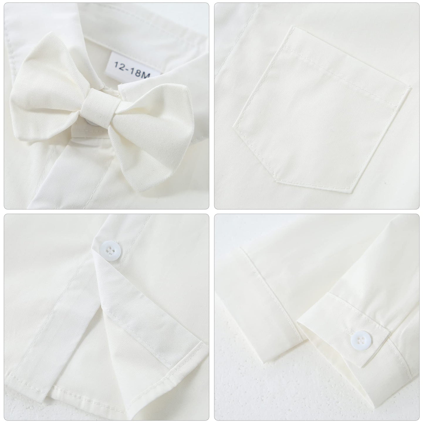 Yallet Toddler Baby Boy Clothes Suit Gentleman Wedding Outfits, Formal Dress Shirt+Bowtie+Vest+Boutonniere+Suspender Pants(V Pur